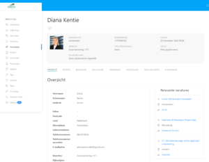 Uitzendplaats Recruitment CRM software KANDIDATEN