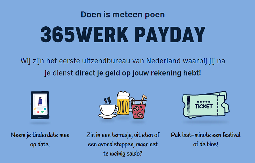 365Werk betaalt direct na dienst uit